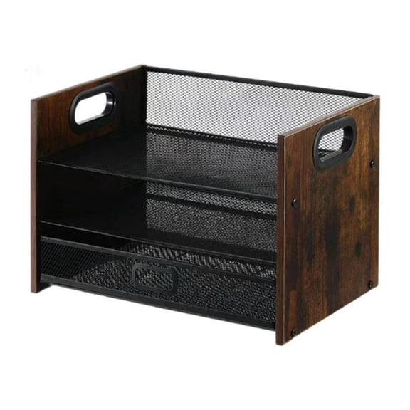 Dualoai Desktop File Organizer Organization Wood Desk Organizer for Home Papers Mail 3 Tier