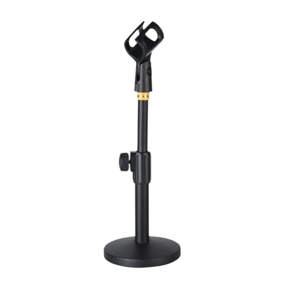 Dualoai Desktop Microphone Stand Metal Adjustable Height for Concert Singing Meeting Black