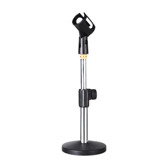 Dualoai Desktop Microphone Stand Metal Adjustable Height for Concert Singing Meeting Electroplated Silver