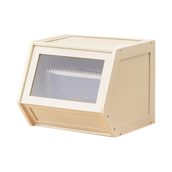 Dualoai Desktop Organizer Cabinet Small Countertop Cabinet for Spice Office Supplies Cream 35cm