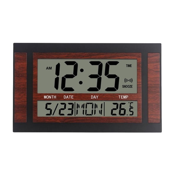 Dualoai Digital Alarm Clock Display Calendar Timer Temperature Snooze Plastic Material Automatic Function Suitable for Living Room Kitchen Bedroom Study , C Red Black