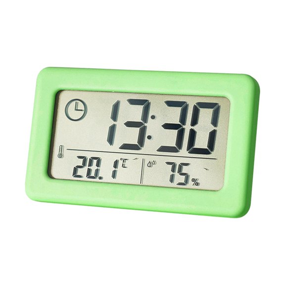 Dualoai Digital Alarm Clock Hygrometer Hanging Display Humidity Monitor Mute Study Room C green