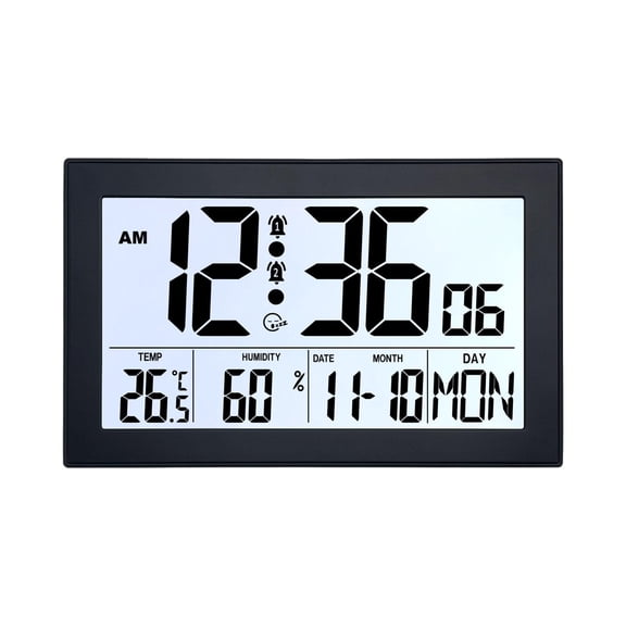 Dualoai Digital Alarm Clock Practical Backlight Desk Clock for Cafe Shop Living Room H181H black