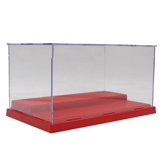 Dualoai Display Case Assembly Protect for Action Figures Building Blocks Diamond Bricks Red