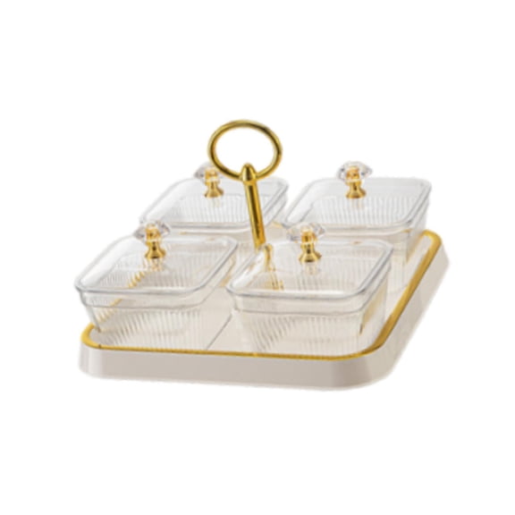 Dualoai Divided Serving Tray Candy Nuts Dish Table Centerpiece Sturdy Practical Reusable 4 Compartments