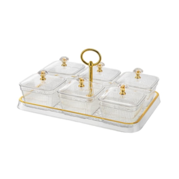 Dualoai Divided Serving Tray Candy Nuts Dish Table Centerpiece Sturdy Practical Reusable 6 Compartments