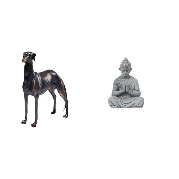 Dualoai Dog Monkey Buddha Resin Animal Figurine Home Decor Table Centerpiece Sculpture Desk Figure Buddhist Collectible Miniature Sun Wukong Statue for Living Room Hotel Patio Backyard Christmas