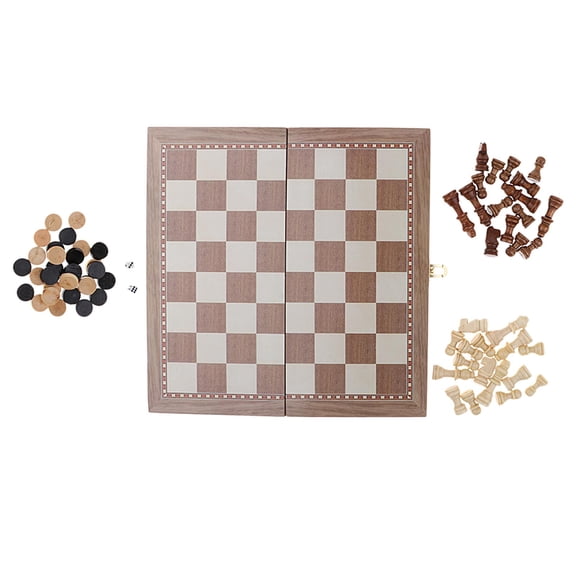 Dualoai Dolity Wooden Folding Chess Board Game Set Standard Backgammon Puzzle Games Gift