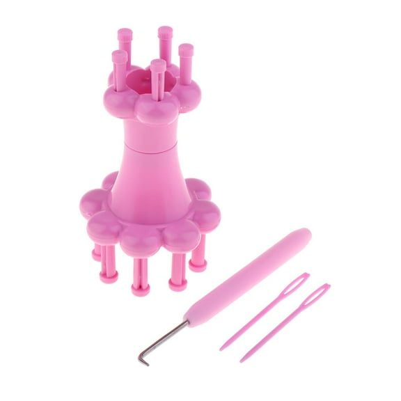 Dualoai Double Head pink color Peg Weaving Knitting Machine Wool Yarn Crafts Braiding