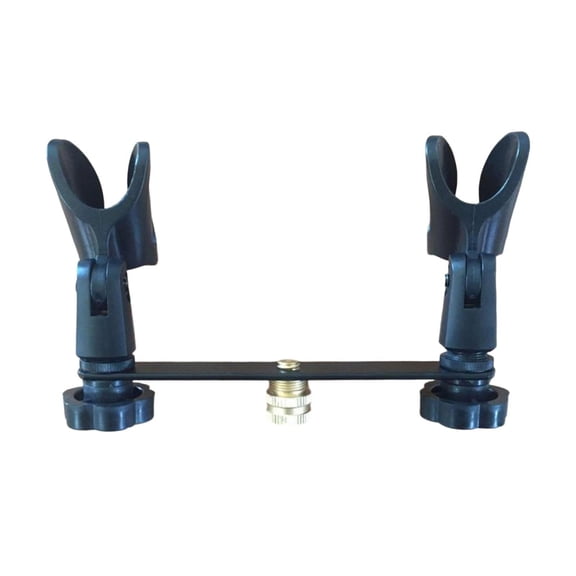 Dualoai Double Microphones Clips 180 degree Adjustable Anti Slip Stable 1 to 2 Mic Mount with