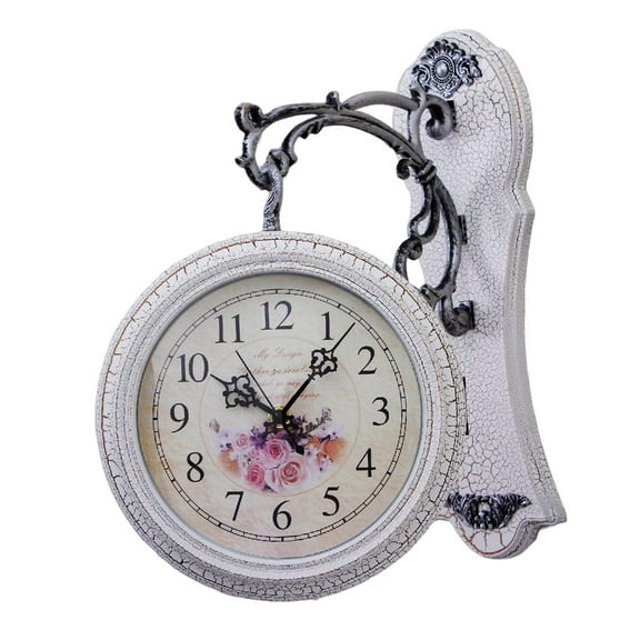 Dualoai Double Sided Wall Clock, Wall Mounted Train Railway Style Wall Clock, Home Decor