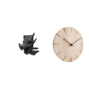 Dualoai Dragonwood Bookend Clock Home Decor Creative Book Holder Support Silent Wall Hanging Decorative Gift for Living Room Office Bookshelf