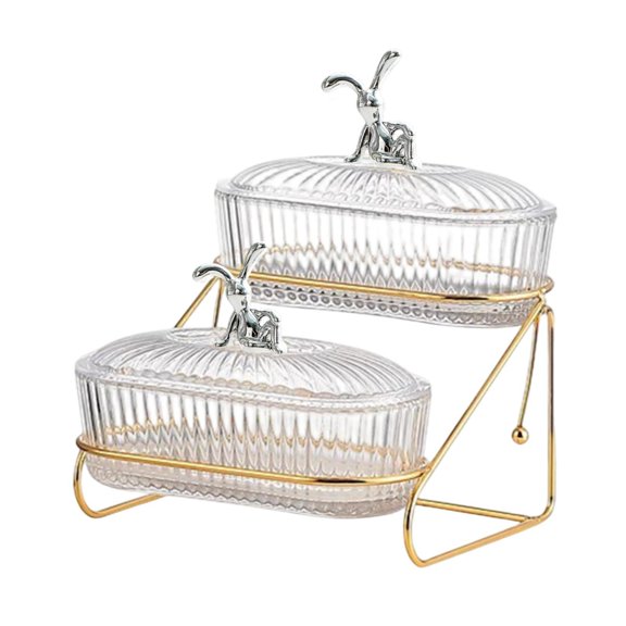 Dualoai Dried Fruit Dish Food Storage Tray Platter Nordic Stylish Appetizer Serving Tray 2 Tiers