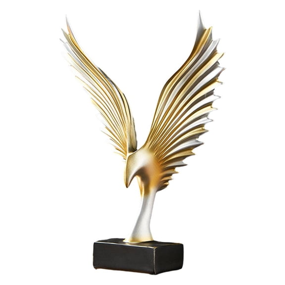 Dualoai Eagle Wing Statue Abstract Resin Angel Craftwork Sculpture Ornament, Home Office White Gold