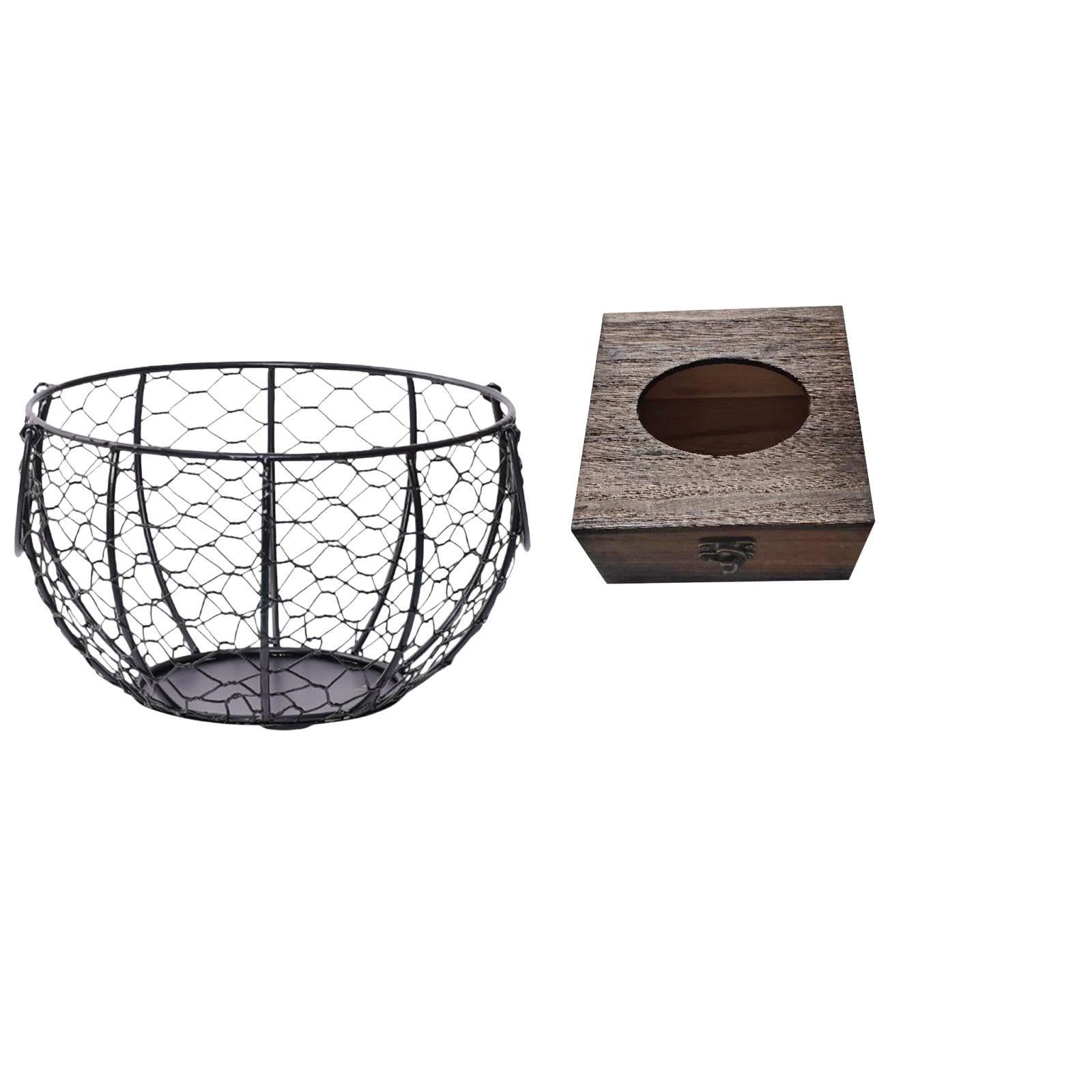 Dualoai Eggs Wire Storage Basket Iron Wire Woven Basket Country Fruit ...