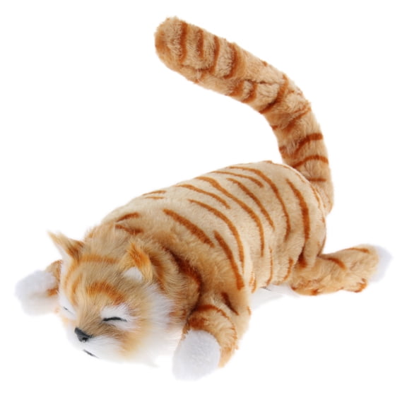 Dualoai Electric Naughty Rolling Laughing Cat Animal Model Toy Decor Kids Gift Yellow