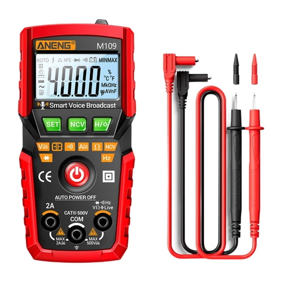 Dualoai Electrical Multimeter Data Hold M109 Tester for Household Outlets Automotive Red