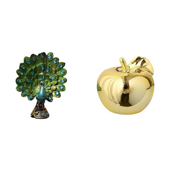 Dualoai Elegant Animal and Fruit Sculpture Collection Ceramic Figurine Ornament for Bedroom Office Living Room Bookshelf Home Decoration Porches Restaurants