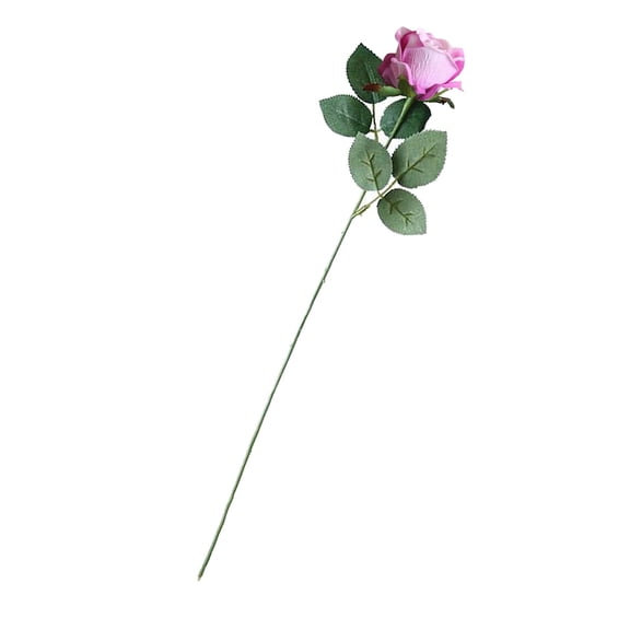 Dualoai Elegant Artificial Flowers Fake Rose Bouquet Home Wedding Dark Pink