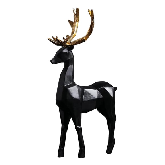 Dualoai Elk Statue Animal Figurines, Modern Home Decor, Animal Decor Items for Shelf, Living Room Bedroom Office Decoration, Bookshelf, TV Stand Black