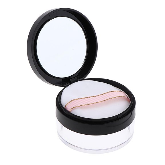 Dualoai Empty Loose Case Blush Storage Container Talcum Jar Black