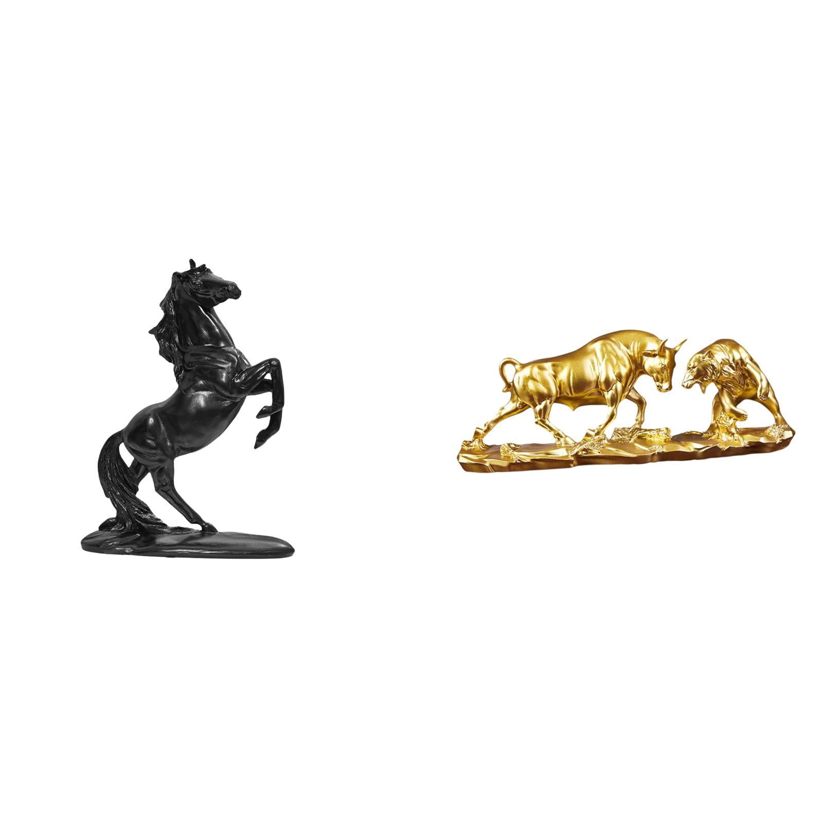 Dualoai Equestrian Bull Sculpture Ornaments for Bedroom and Desk Modern Chinese Animal Figurines Unique Landscape Artwork Gift Decor