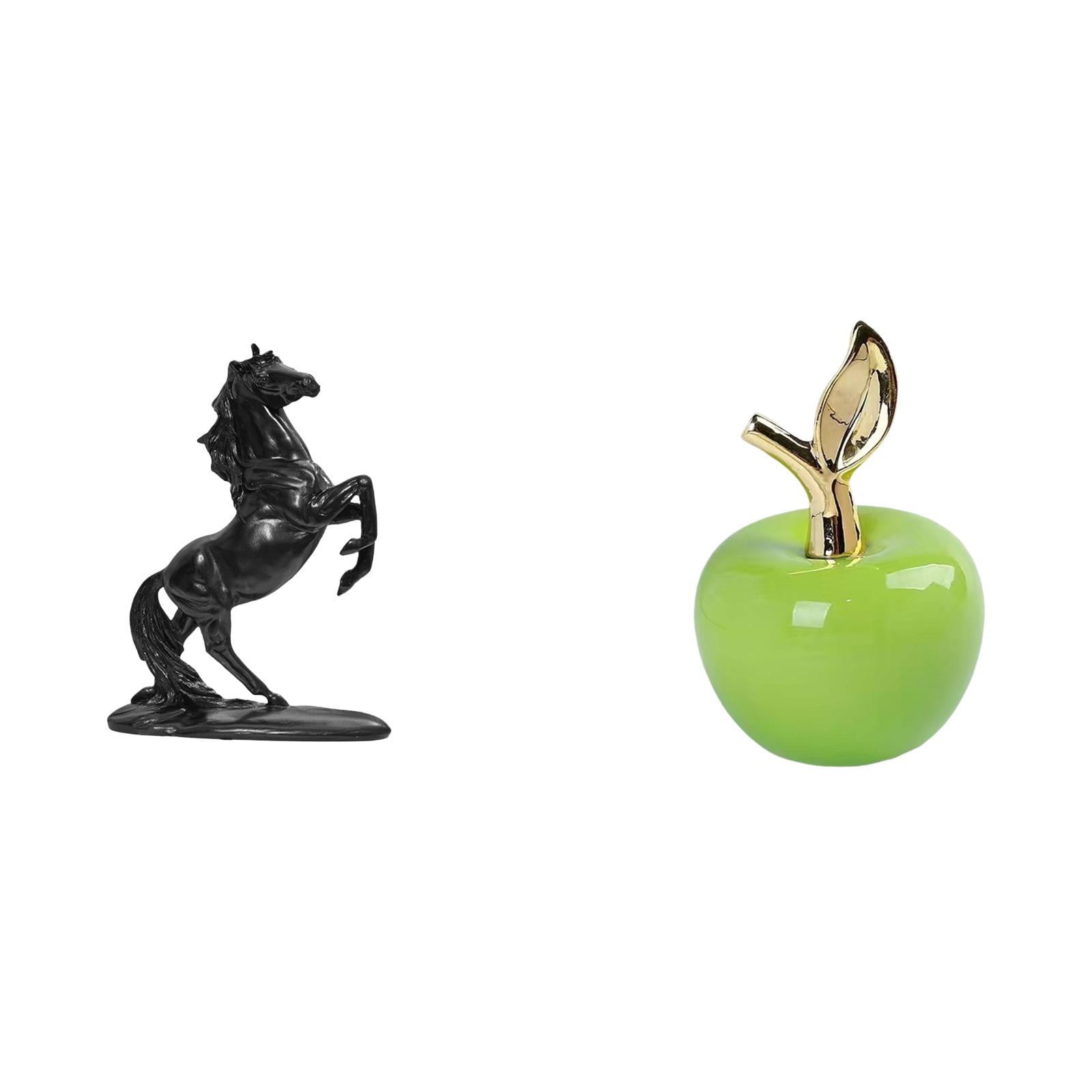Dualoai Equestrian Fruit Sculpture Ceramic Horse Figurine Ornament for Bedroom Landscape Cafe Study Room Holiday Home Decoration