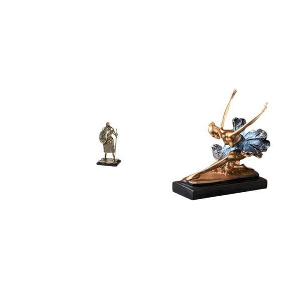 Dualoai European Knight Ballet Dancer Sculpture Ornament Creative Statue Figurine for Entryway Living Room Home Decoration and Restaurant Fireplace Gift