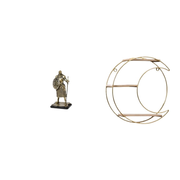 Dualoai European Knight Sculpture Ornament for Entryway Living Room Home Decoration with Metal Wall Hanging Shelf Space Saving Multifunctional Collectibles Trophy Modern Decor