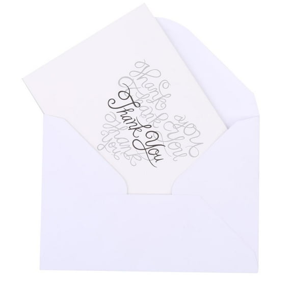 Dualoai Fashion 50pcs White Paper Wedding Pageant Thank You Cards Including Envelops