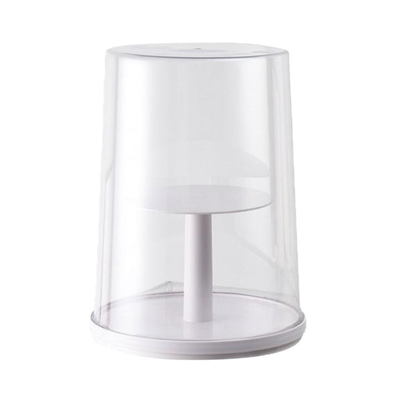 Dualoai Figure Display Case Doll Storage Box Dustproof Container Showcase Rotating for Small Toys Office Table Action Figures Dresser White