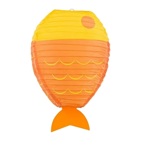 Dualoai Fish Shaped Hanging Paper Lantern Cute Handmade Kids Room Decor for Festival Yellow