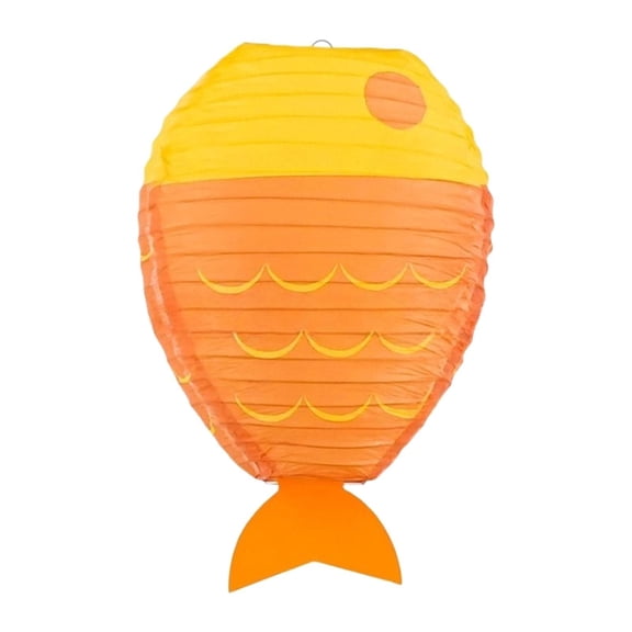 Dualoai Fish Shaped Hanging Paper Lantern Cute Handmade Kids Room Decor for Festival Yellow