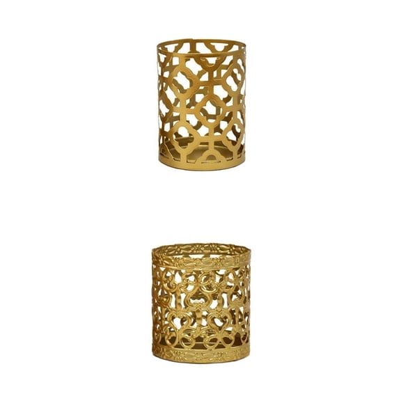 Dualoai Fityle 2pcs Tabletop Iron Candle Holder Stand Hollow Candlestick Holder Home