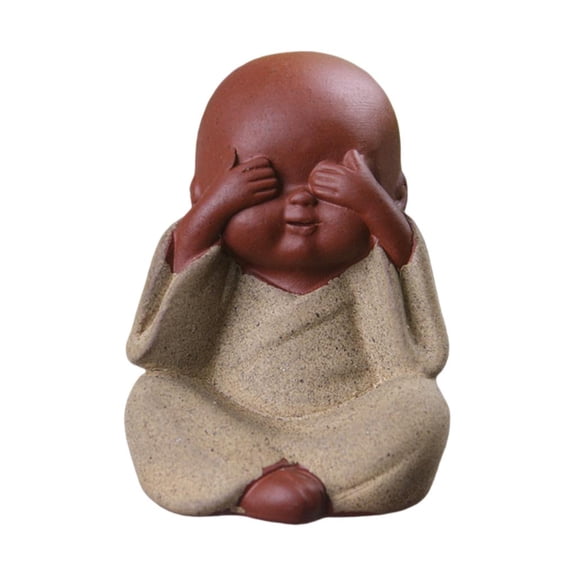 Dualoai Fityle Cute Small Ceramic Buddha Statues Monk Figurines Sculptures for Outdoor Option 4