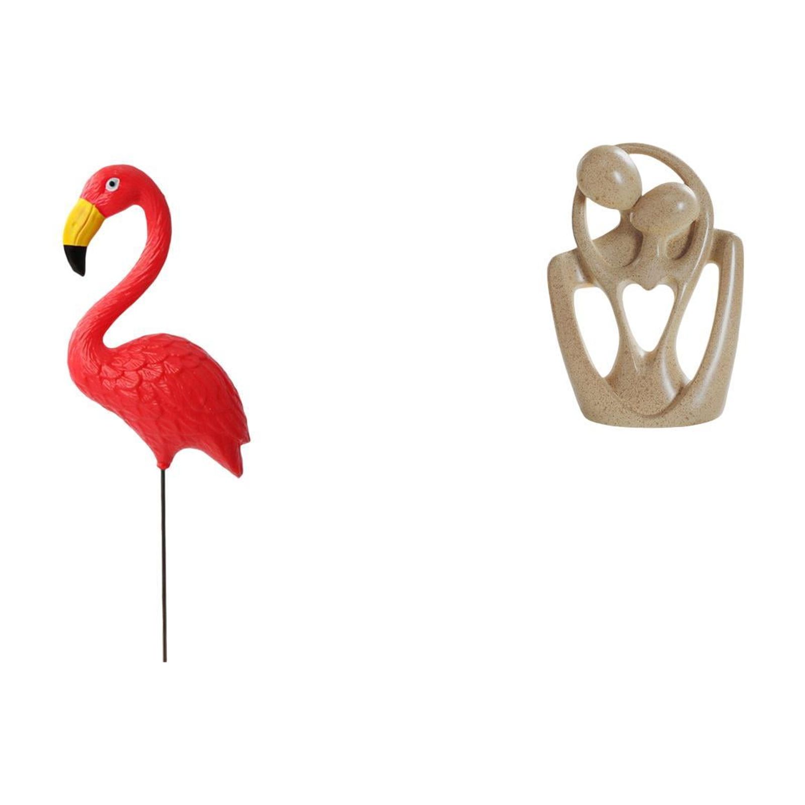 Dualoai Flamingo Fairy Garden Ornament Sculpture for Spring Holiday Creative Resin Abstract Couple Figurine Yard Art Bookcase Cafe Desktop Decorations Birthday Gift