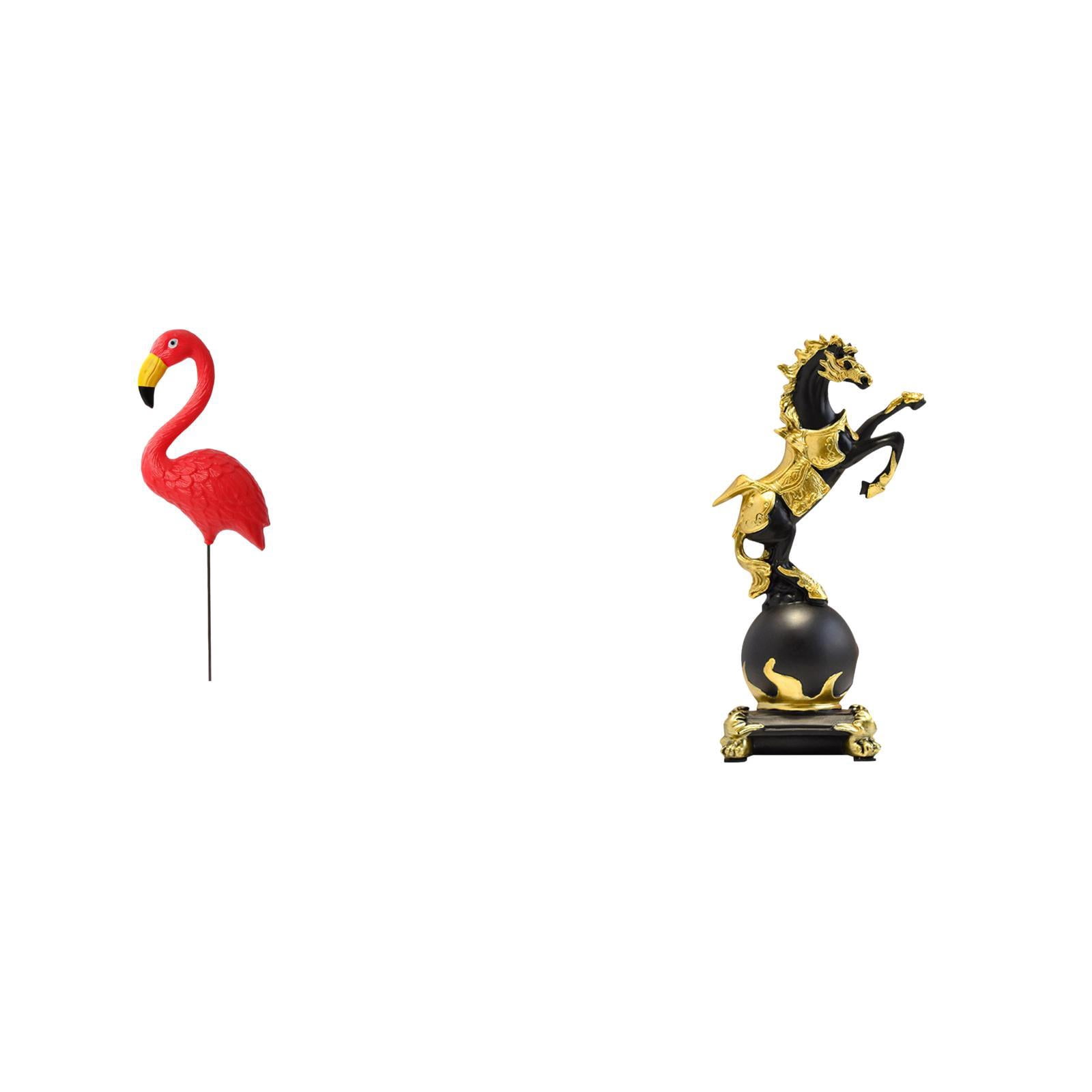 Dualoai Flamingo Horse Garden Statue Figurine Ornament Sculpture for Holiday Spring Modern Collection Tabletop Centerpiece Fireplace Living Room Desk Yard Art