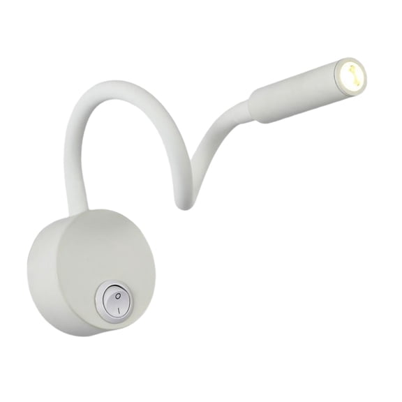 Dualoai Flexible Gooseneck Wall Sconce LED Reading Show Mount Lamp Fixture , White White Base Switch