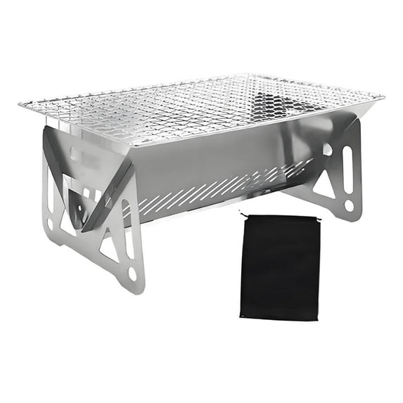 Dualoai Foldable Camping Grill Fire Pit Heat Resistant Design 10.6x6.3x5inch Compact