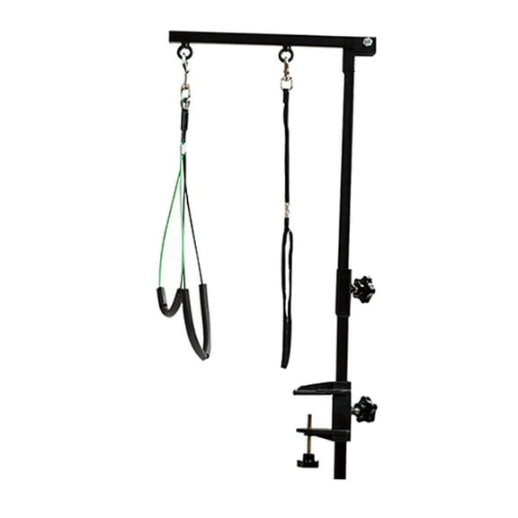 Dualoai Foldable Pet Grooming Arm With Clamp Stainless Steel Adjustable Loop No Sit Haunch Holder For Medium Small Dogs Puppy
