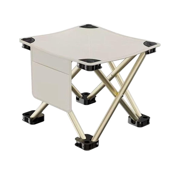 Dualoai Folding Camping Stool Foot Rest Stool Compact Lightweight with Side Pocket Small 33cmx33cmx32cm