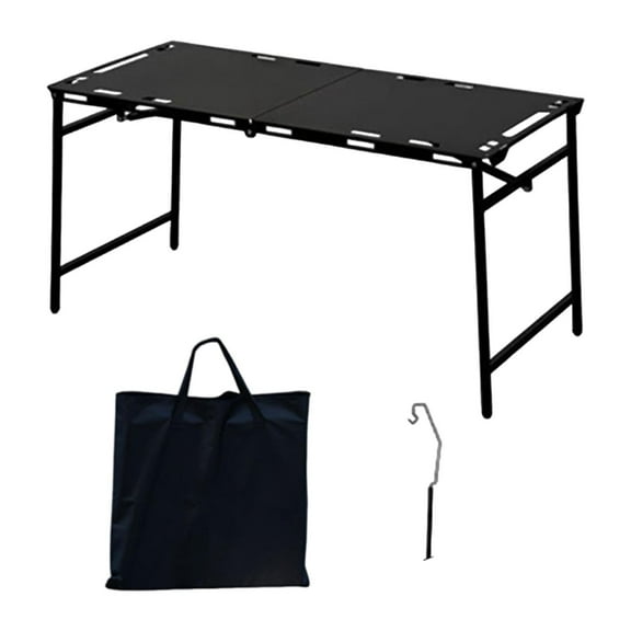 Dualoai Folding Camping Table Festival Holiday Beach Dining Party with Lantern Stand 104cmx44cmx45cm