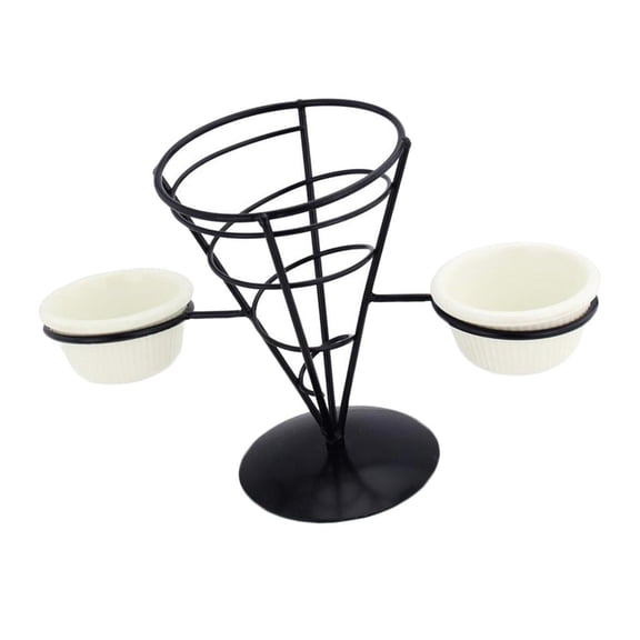 Dualoai French Fry Cone & Dipping Cup, French Fries Holder, Appetizer Cone Holder Double