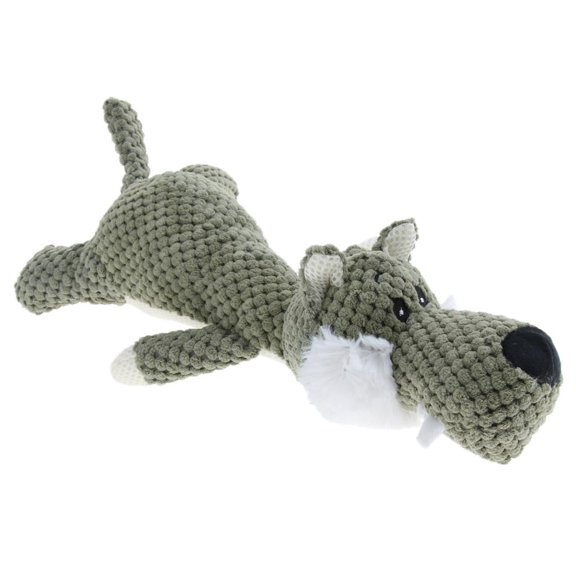 Dualoai Funny Dog Toy Pet Puppy Chew Squeaker Squeaky Plush Sound Play Toy Wolf