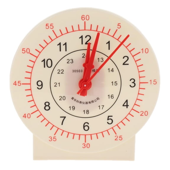 Dualoai Funny Teaching Clock Learning Time Educational Toy Clock W/ Linkage Hand, Clear