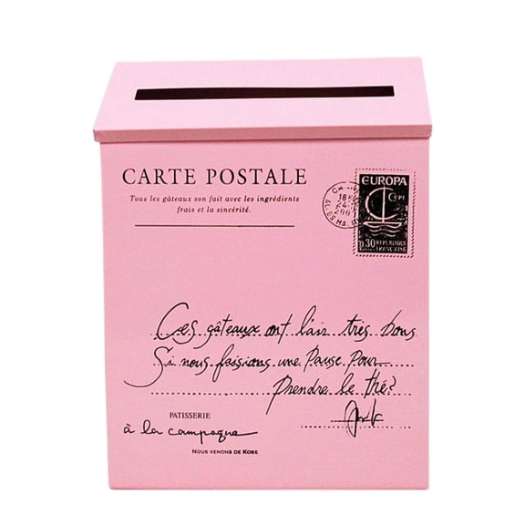 Dualoai Galvanized Letterbox Cage Letter Basket Guard Door Mail Box Post Holder Pink
