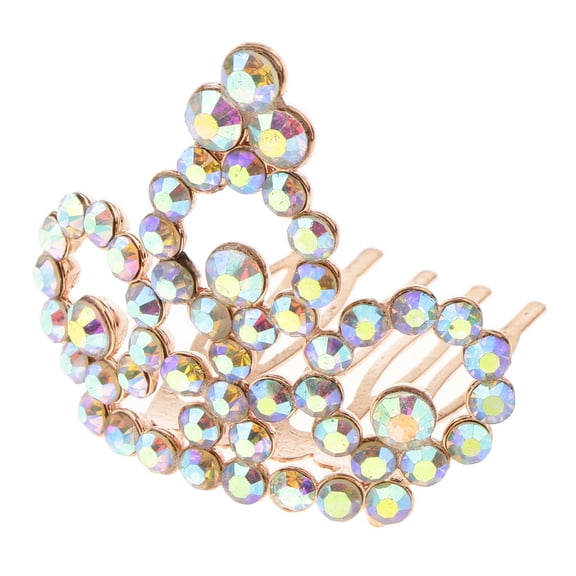 Dualoai Girls Princess Tiara Crown with Comb Children Birthday Crown Rose gold