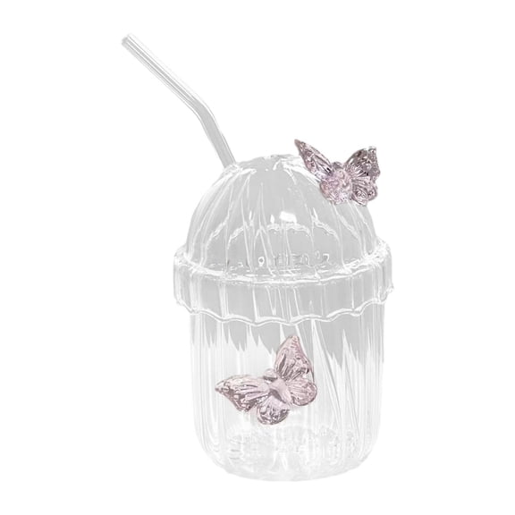 Dualoai Glass Cup 400ml Water Bottles Drinking Glass for Tea Milk Ice Water Birthday