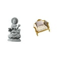 thumbnail image 1 of Dualoai Guan Yin Figurine Feng Shui Craft Sculpture Chinese Female Buddha Centerpiece with Miniature Wood Sofa Model for Dollhouse DIY Life Scene, 1 of 8