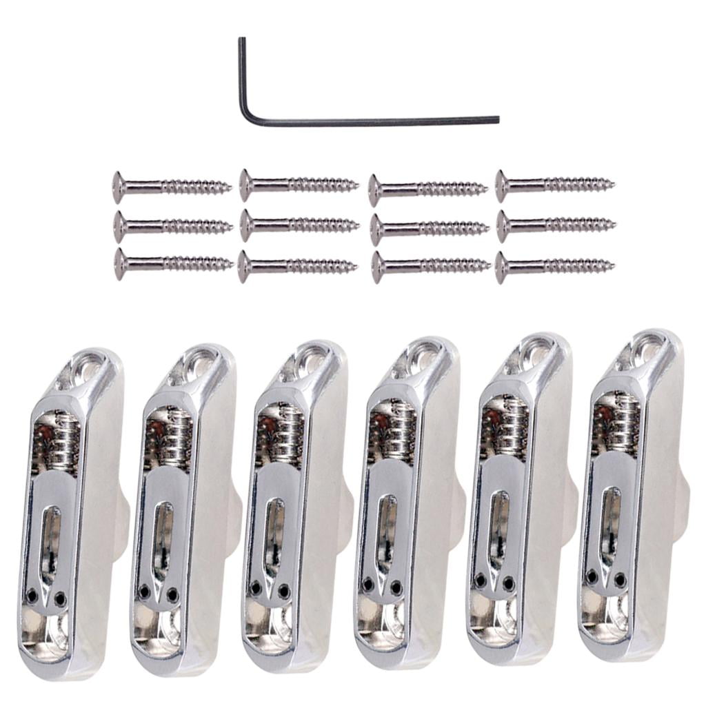Dualoai Guitar Bridge Tailpiece Hex Wrench Set with Screws For 6-String Electric Guitar Silver